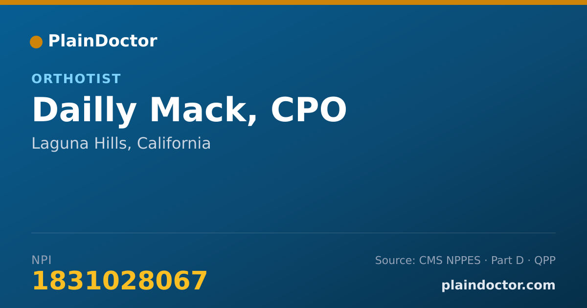 Shareable card for Dailly Mack, CPO - Prosthetist, Laguna Hills, CA