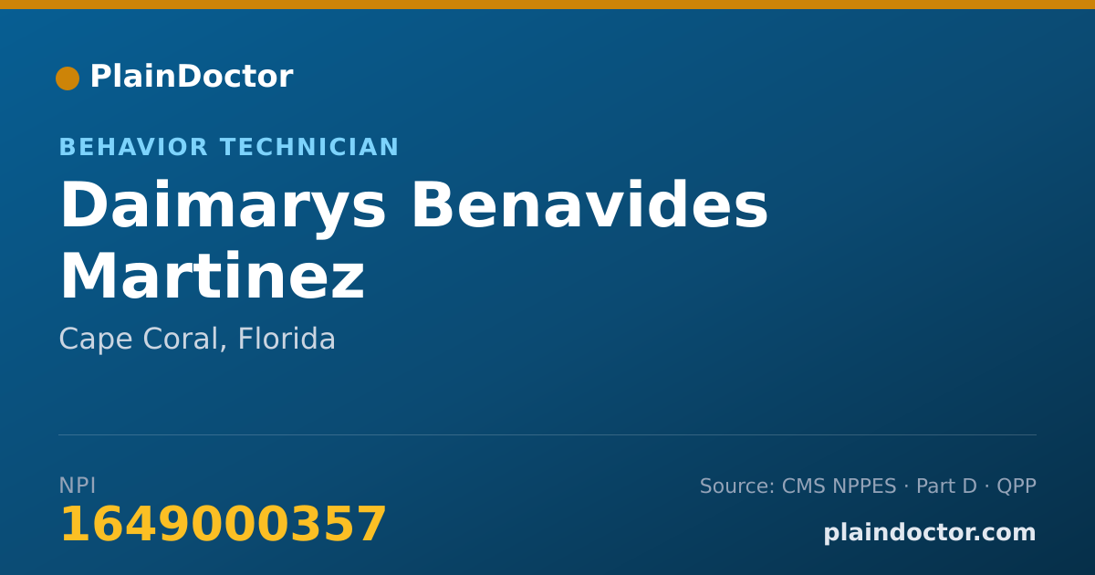 Shareable card for Daimarys Benavides Martinez - Behavior Technician, Cape Coral, FL