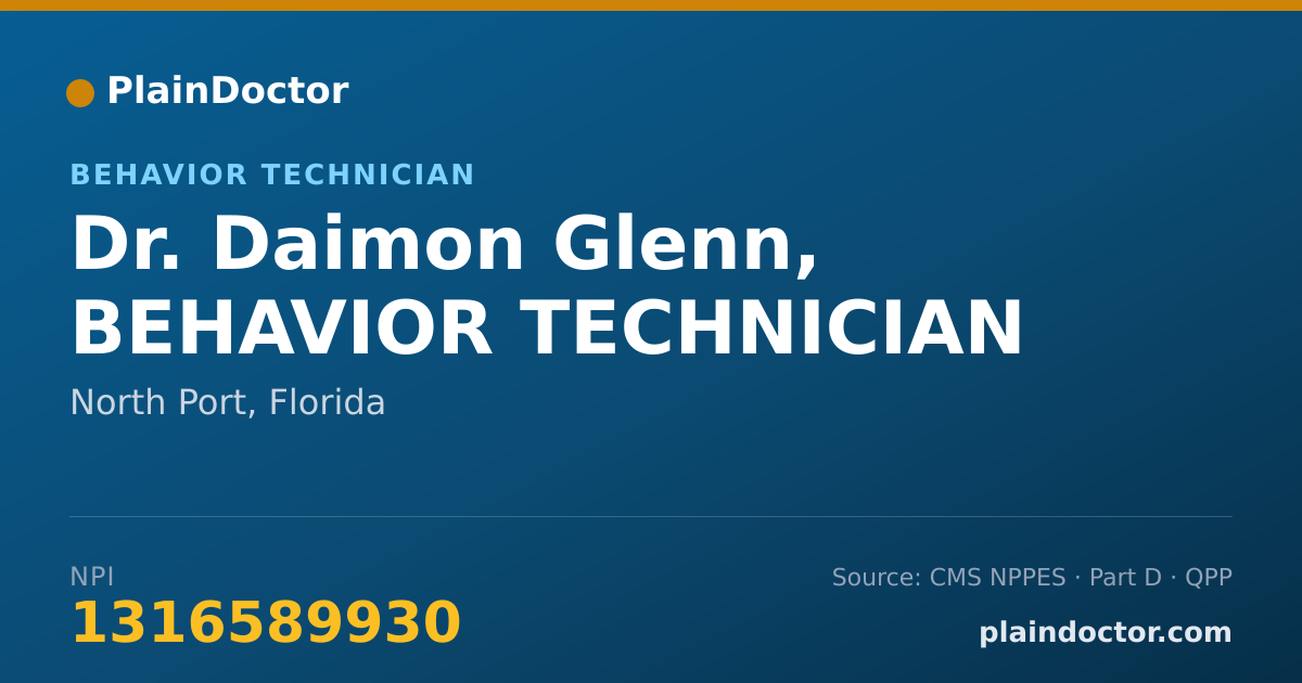 Shareable card for Daimon Glenn, BEHAVIOR TECHNICIAN - Behavior Technician, North Port, FL