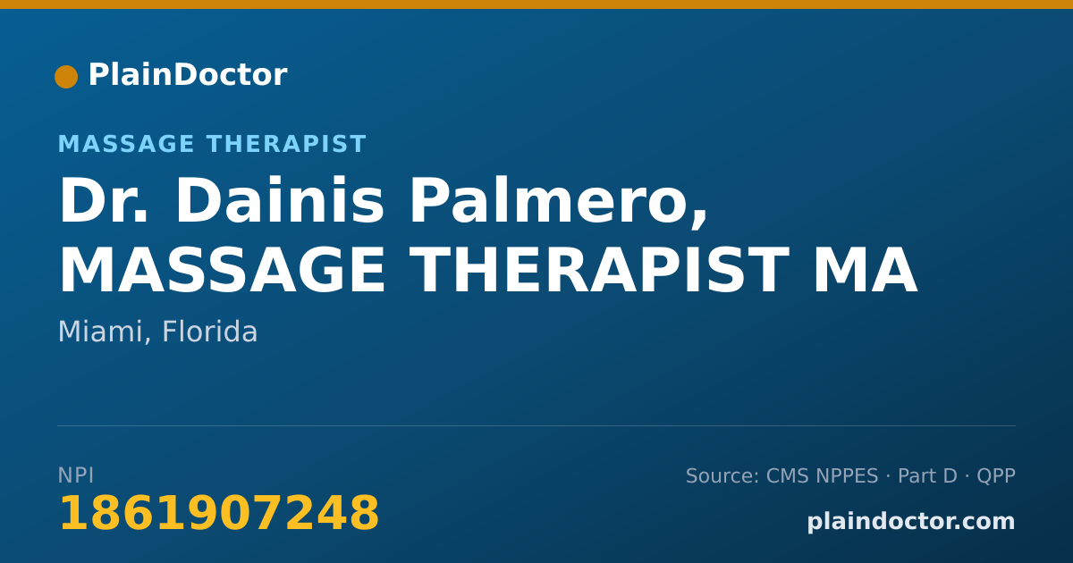 Shareable card for Dainis Palmero, MASSAGE THERAPIST MA - Massage Therapist, Miami, FL