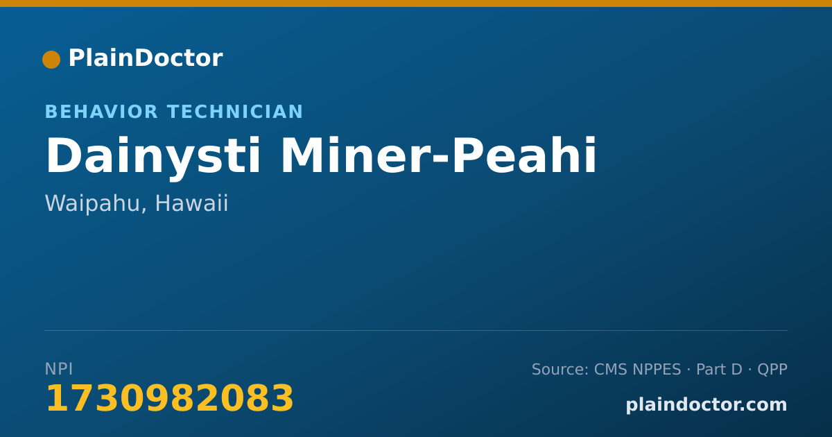 Shareable card for Dainysti Miner-Peahi - Behavior Technician, Waipahu, HI