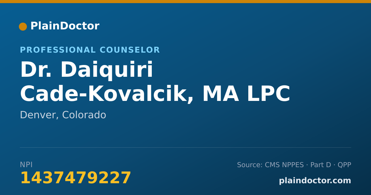 Shareable card for Daiquiri Cade-Kovalcik, MA LPC - Professional Counselor, Denver, CO