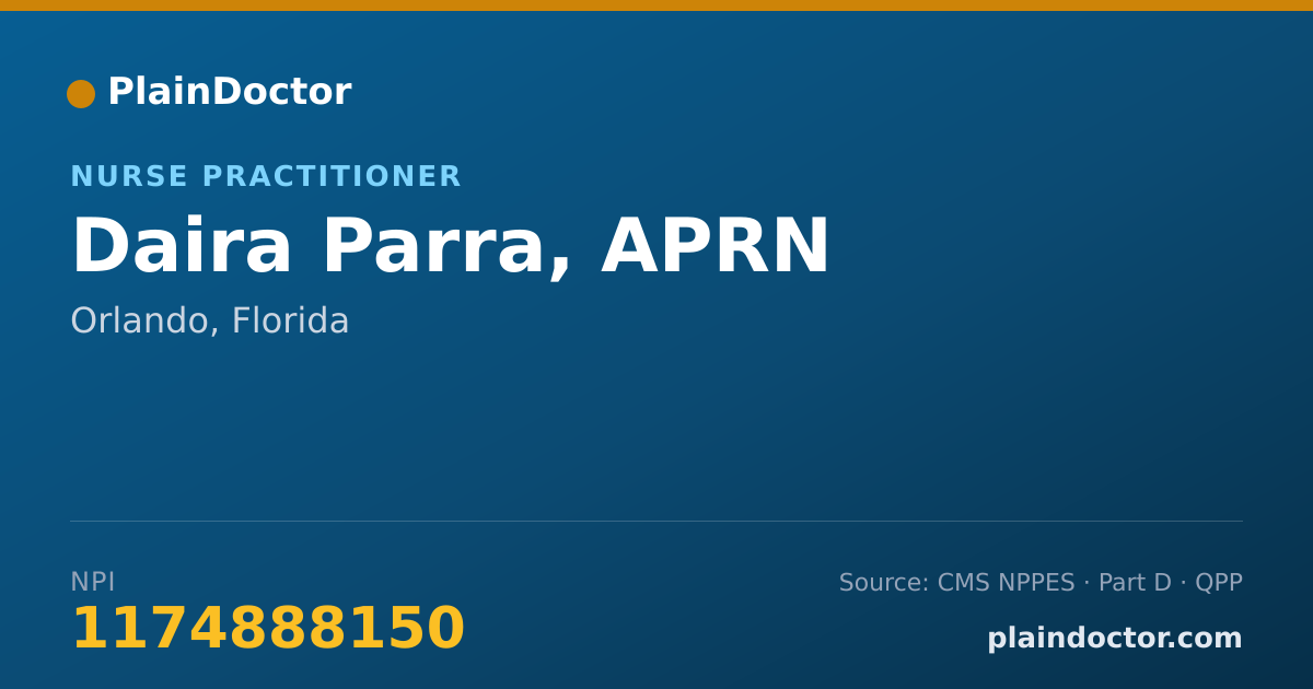 Shareable card for Daira Parra, APRN - Nurse Practitioner, Orlando, FL