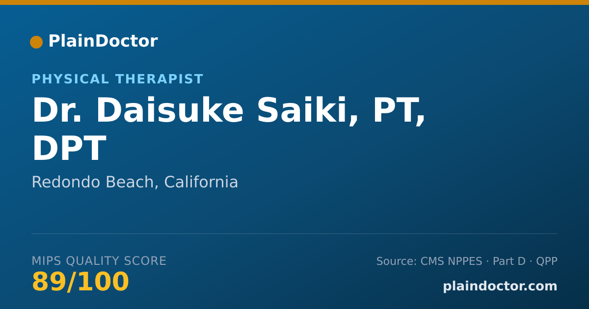 Shareable card for Daisuke Saiki, PT, DPT - Physical Therapist, Redondo Beach, CA
