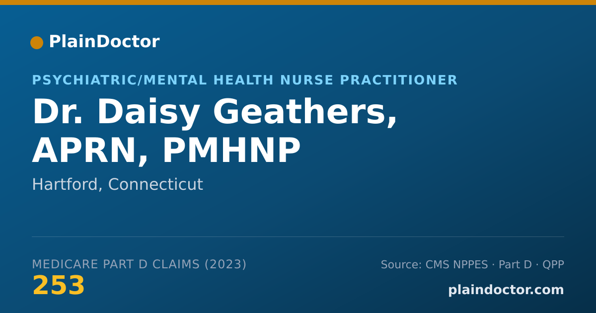 Shareable card for Daisy Geathers, APRN, PMHNP - Psychiatric/Mental Health Nurse Practitioner, Hartford, CT
