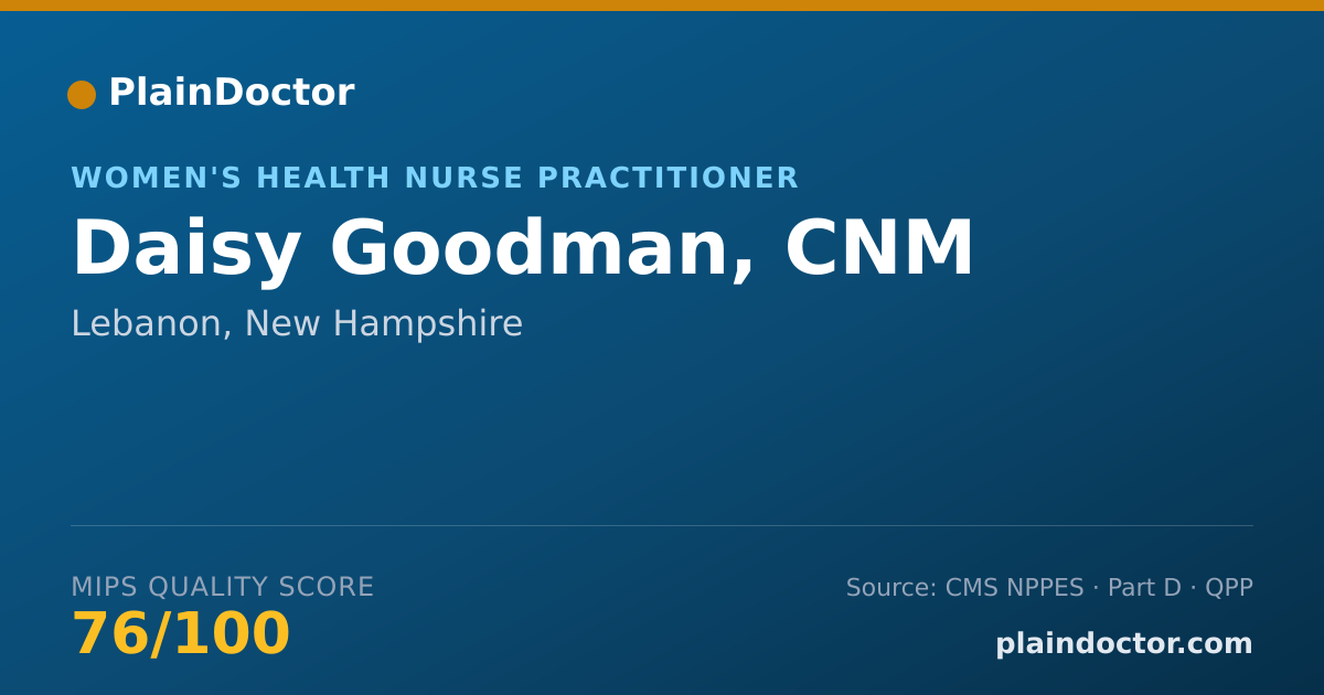 Shareable card for Daisy Goodman, CNM - Women's Health Nurse Practitioner, Lebanon, NH