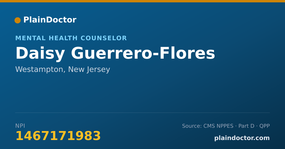 Shareable card for Daisy Guerrero-Flores - Mental Health Counselor, Westampton, NJ