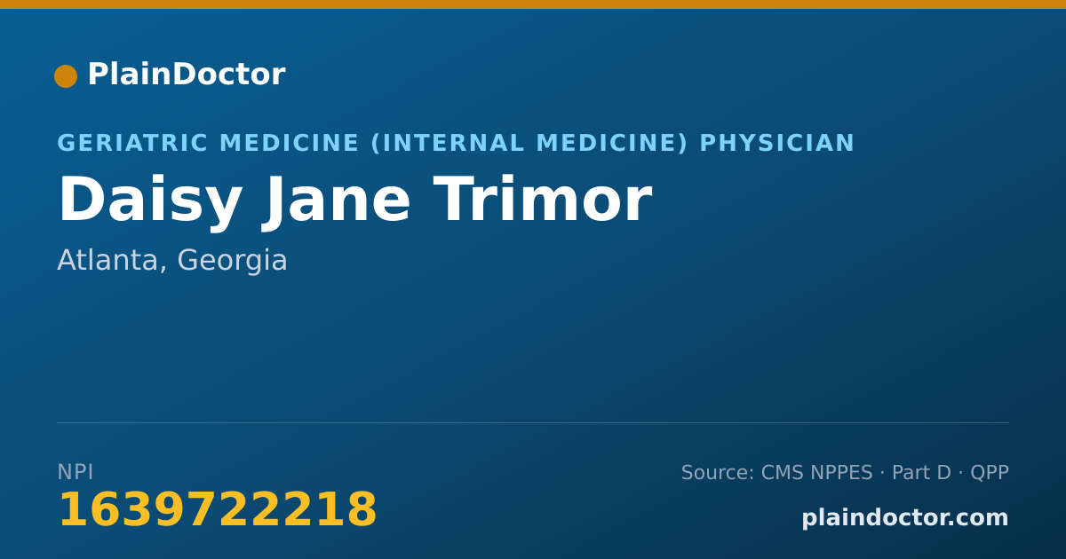 Shareable card for Daisy Jane Trimor - Geriatric Medicine (Internal Medicine) Physician, Atlanta, GA