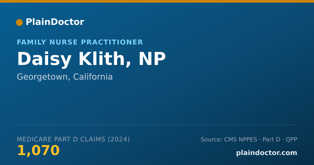 Shareable card for Daisy Klith, NP - Addiction Medicine (Family Medicine) Physician, Georgetown, CA