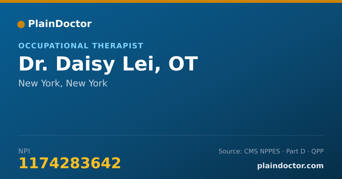 Shareable card for Daisy Lei, OT - Occupational Therapist, New York, NY