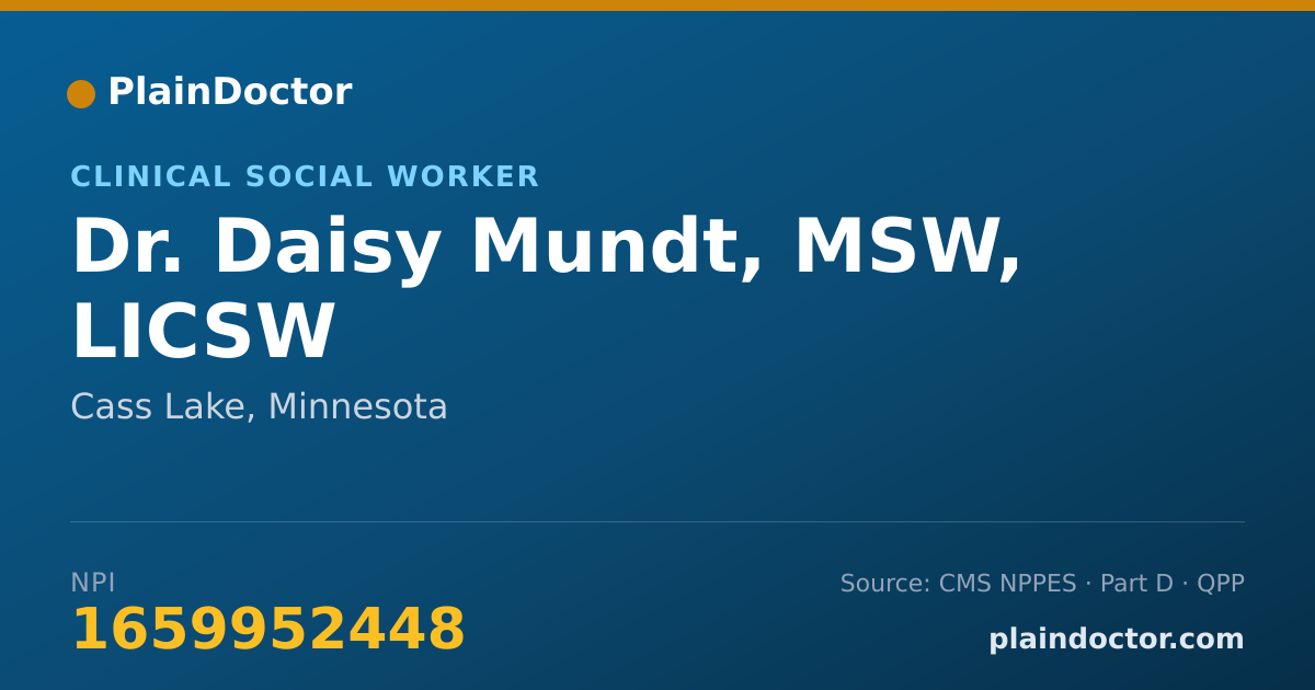 Shareable card for Daisy Mundt, MSW, LICSW - Clinical Social Worker, Cass Lake, MN