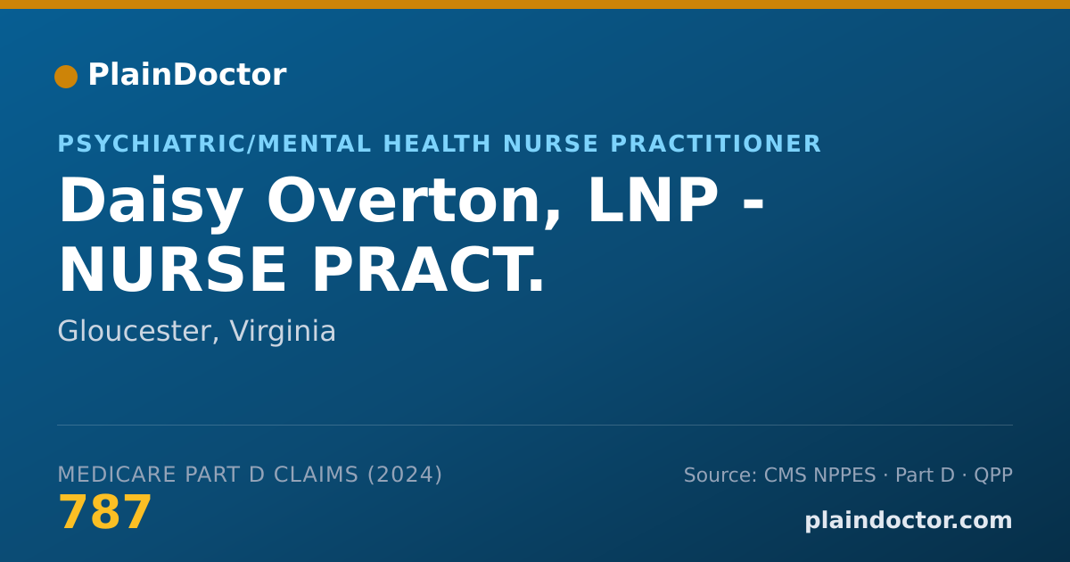 Shareable card for Daisy Overton, LNP - NURSE PRACT. - Psychiatric/Mental Health Nurse Practitioner, Gloucester, VA