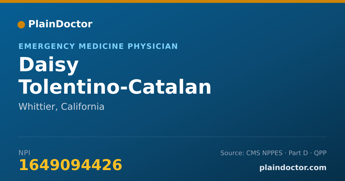 Shareable card for Daisy Tolentino-Catalan - Emergency Medicine Physician, Whittier, CA