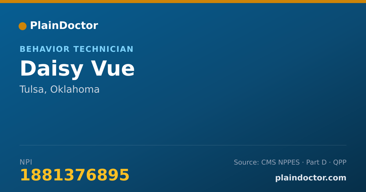 Shareable card for Daisy Vue - Behavior Technician, Tulsa, OK