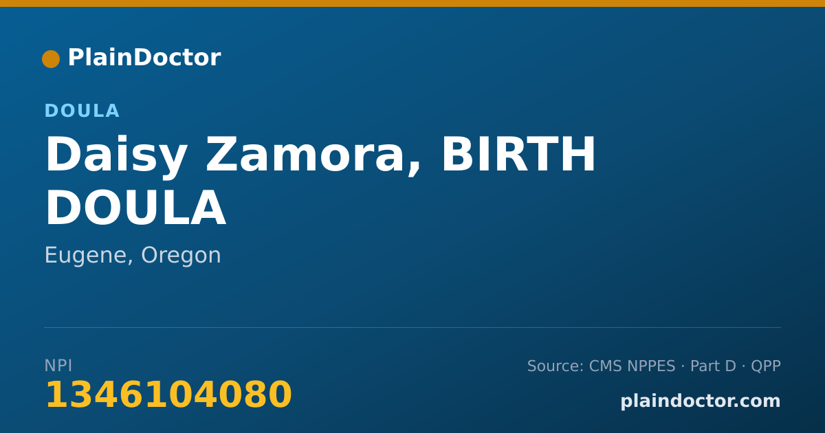 Shareable card for Daisy Zamora, BIRTH DOULA - Doula, Eugene, OR