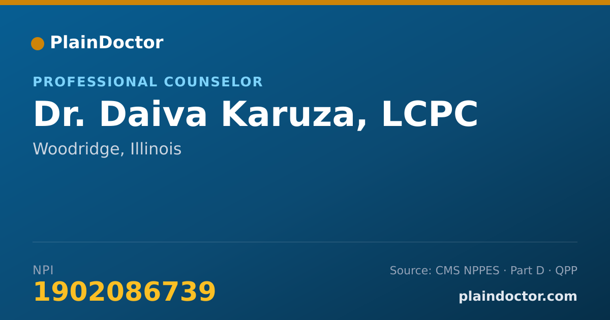 Shareable card for Daiva Karuza, LCPC - Professional Counselor, Woodridge, IL