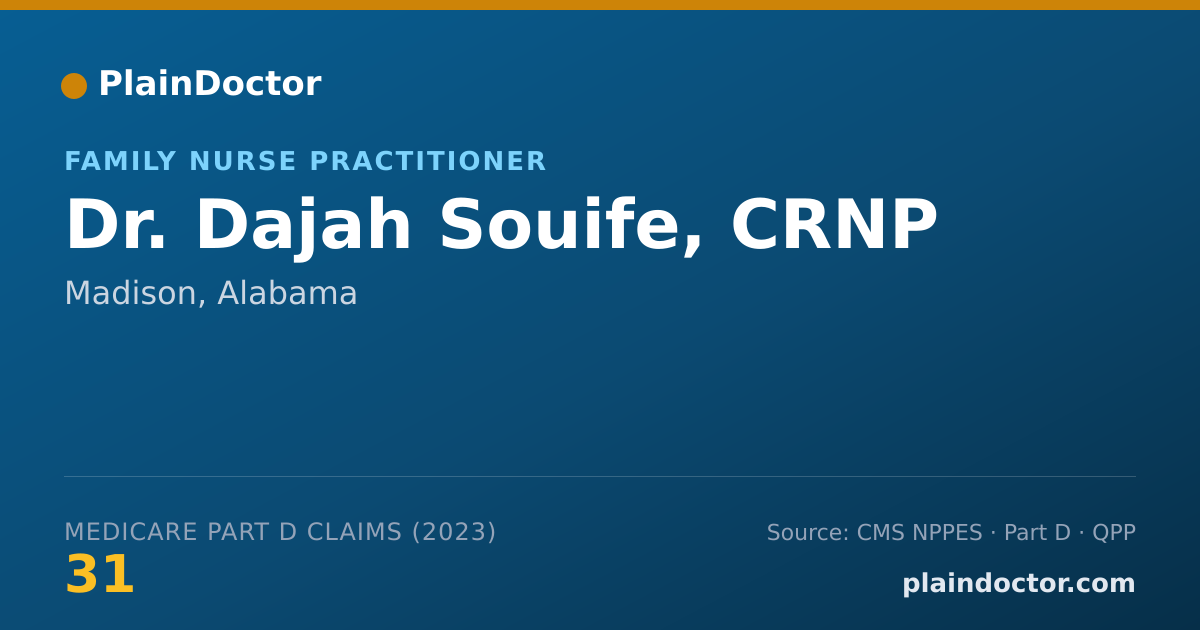 Shareable card for Dajah Souife, CRNP - Family Nurse Practitioner, Madison, AL
