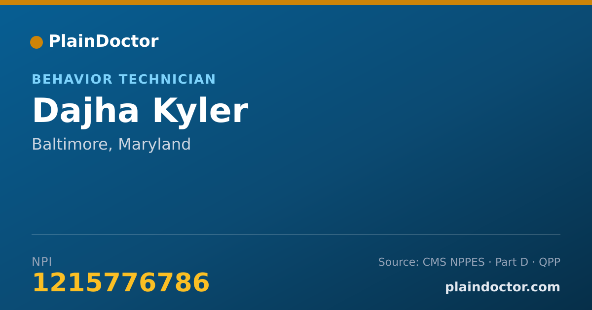 Shareable card for Dajha Kyler - Behavior Technician, Baltimore, MD