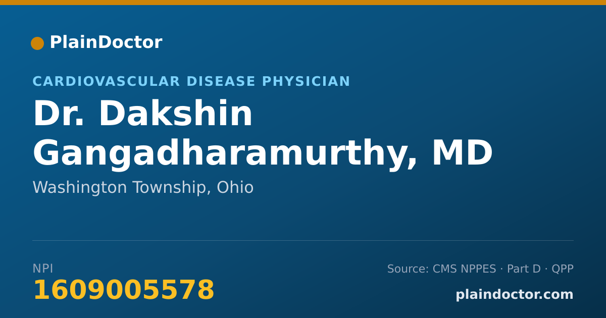 Shareable card for Dakshin Gangadharamurthy, MD - Cardiovascular Disease Physician, Washington Township, OH