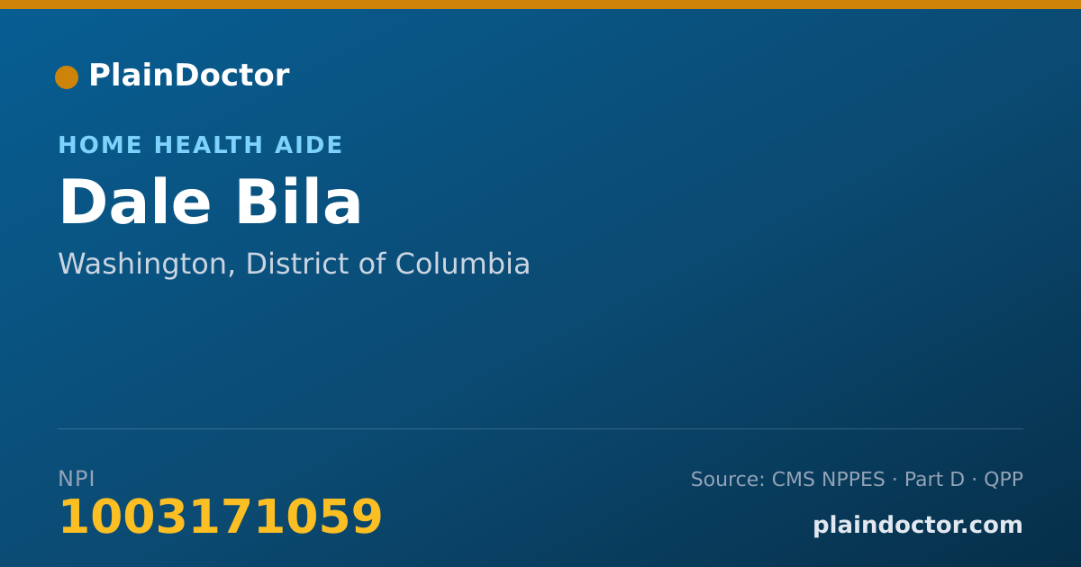 Shareable card for Dale Bila - Home Health Aide, Washington, DC