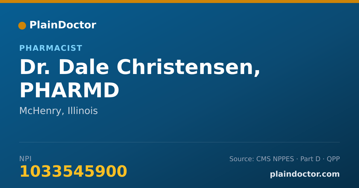 Shareable card for Dale Christensen, PHARMD - Pharmacist, McHenry, IL