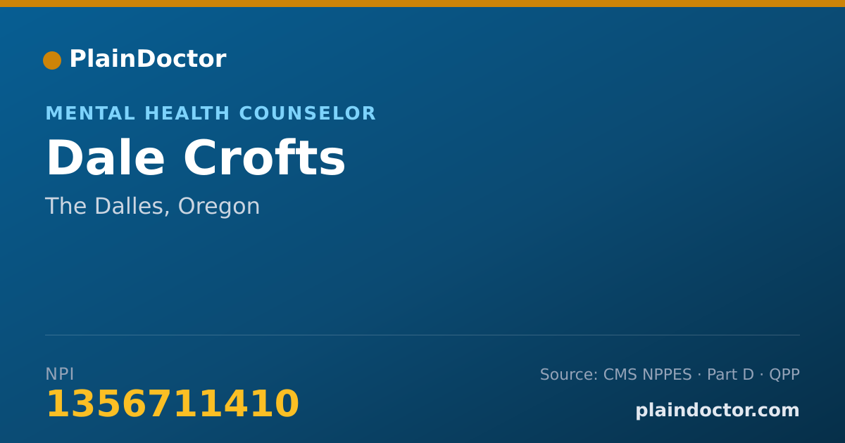 Shareable card for Dale Crofts - Mental Health Counselor, The Dalles, OR