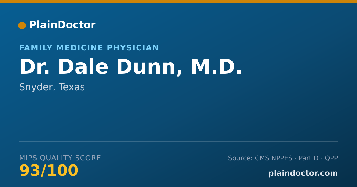 Shareable card for Dale Dunn, M.D. - Family Medicine Physician, Snyder, TX