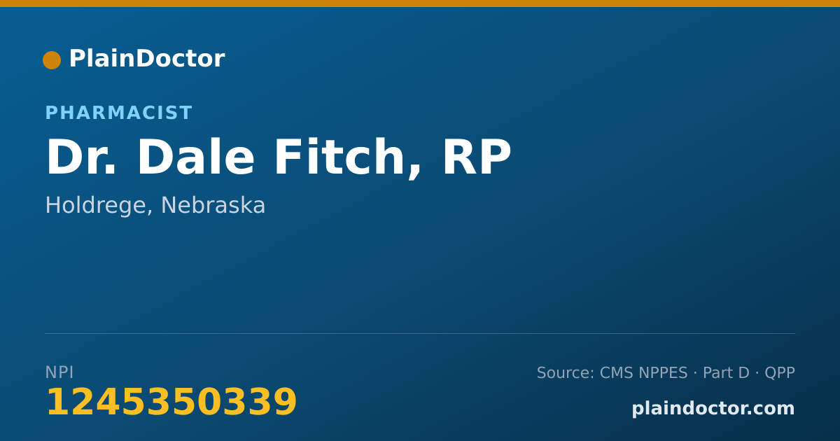 Shareable card for Dale Fitch, RP - Pharmacist, Holdrege, NE