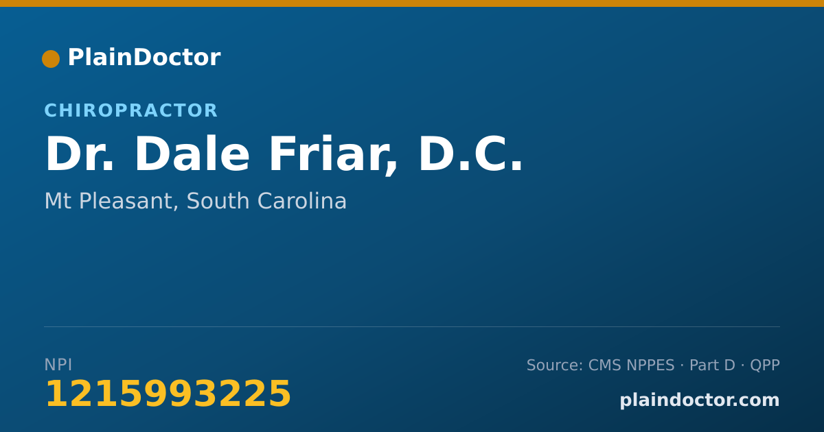 Shareable card for Dale Friar, D.C. - Chiropractor, Mt Pleasant, SC