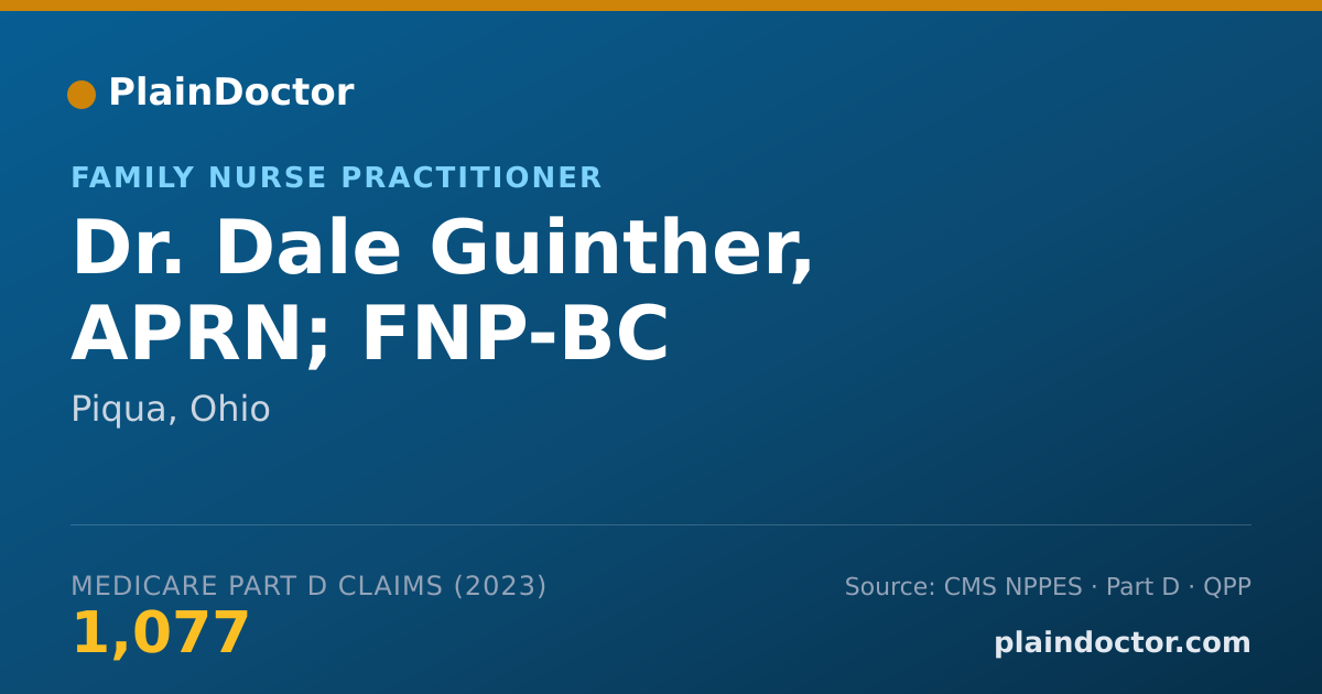 Shareable card for Dale Guinther, APRN; FNP-BC - Family Nurse Practitioner, Piqua, OH