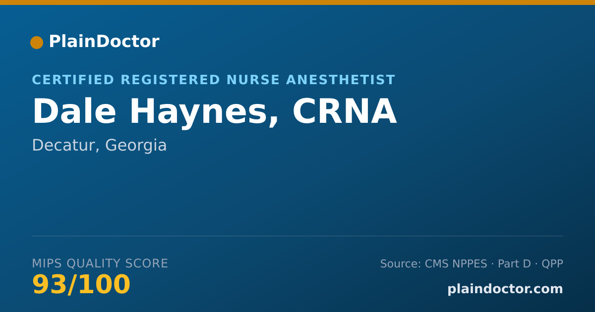 Shareable card for Dale Haynes, CRNA - Certified Registered Nurse Anesthetist, Decatur, GA