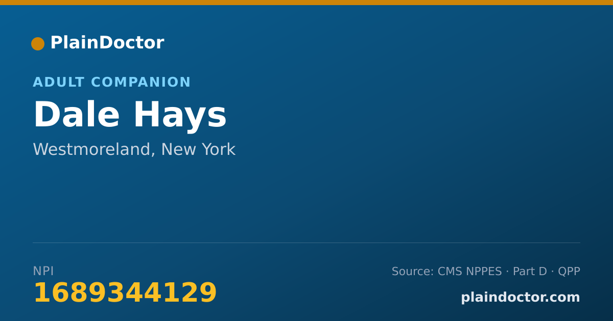 Shareable card for Dale Hays - Adult Companion, Westmoreland, NY