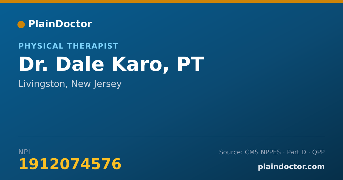 Shareable card for Dale Karo, PT - Physical Therapist, Livingston, NJ