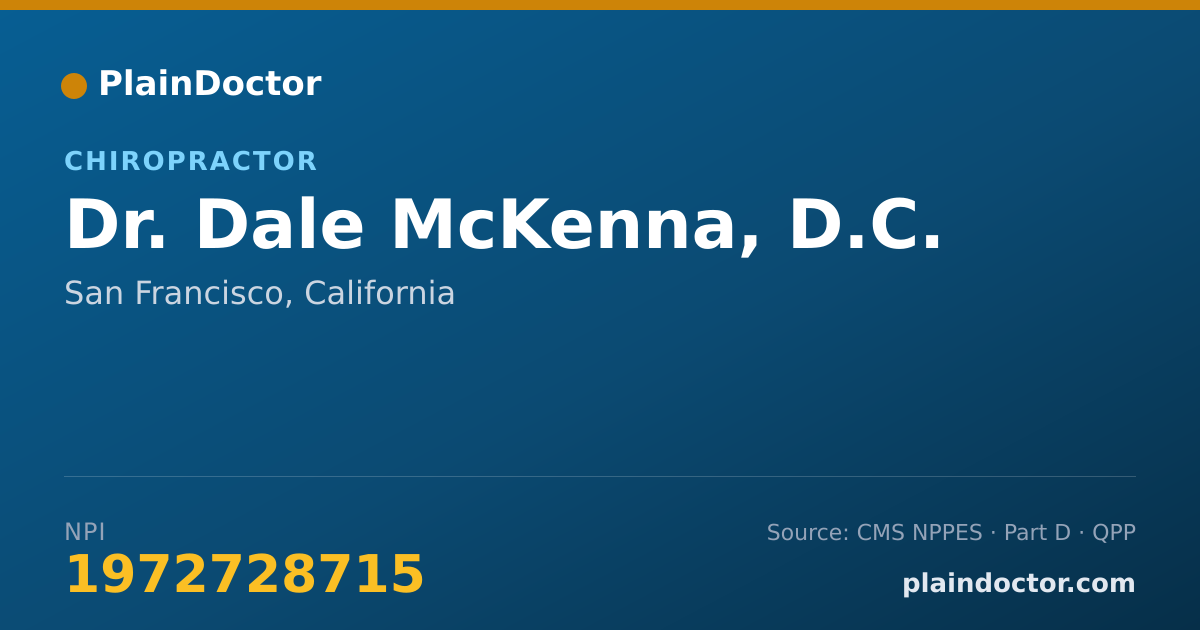 Shareable card for Dale McKenna, D.C. - Chiropractor, San Francisco, CA
