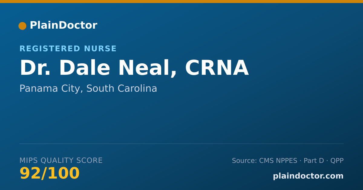 Shareable card for Dale Neal, CRNA - Registered Nurse, Panama City, SC
