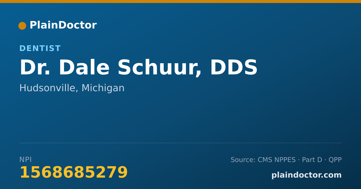 Shareable card for Dale Schuur, DDS - Dentist, Hudsonville, MI