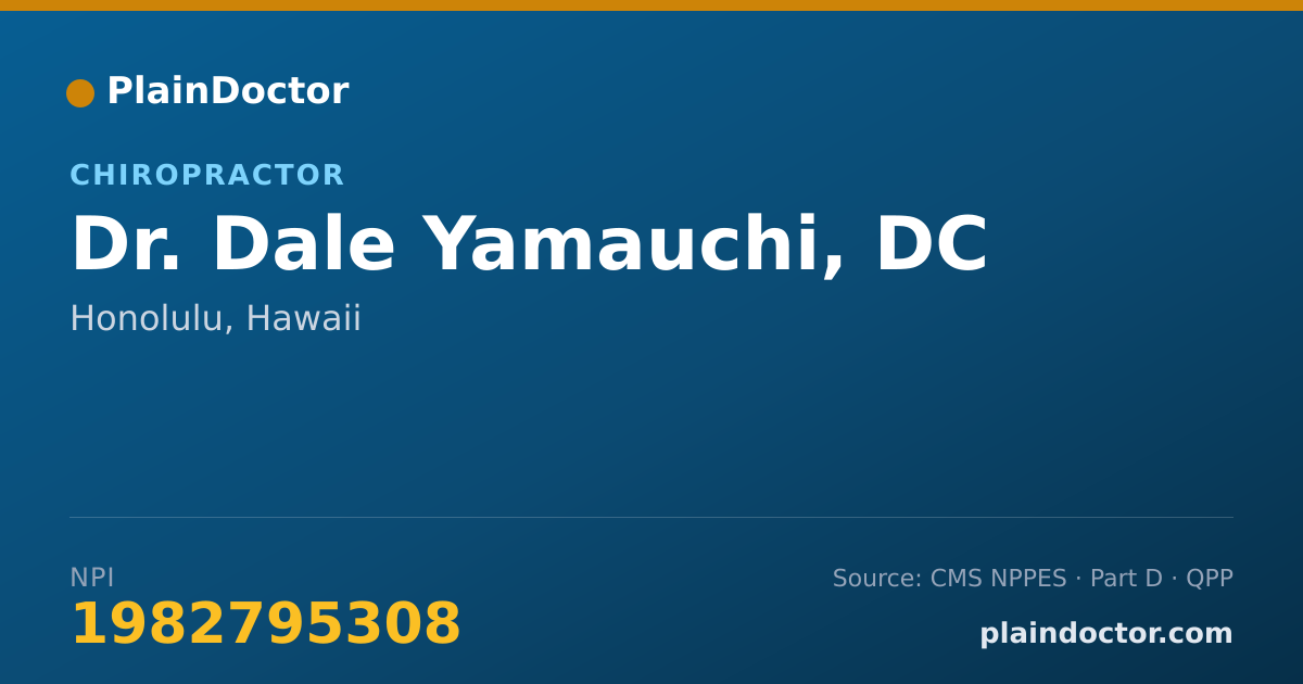 Shareable card for Dale Yamauchi, DC - Chiropractor, Honolulu, HI