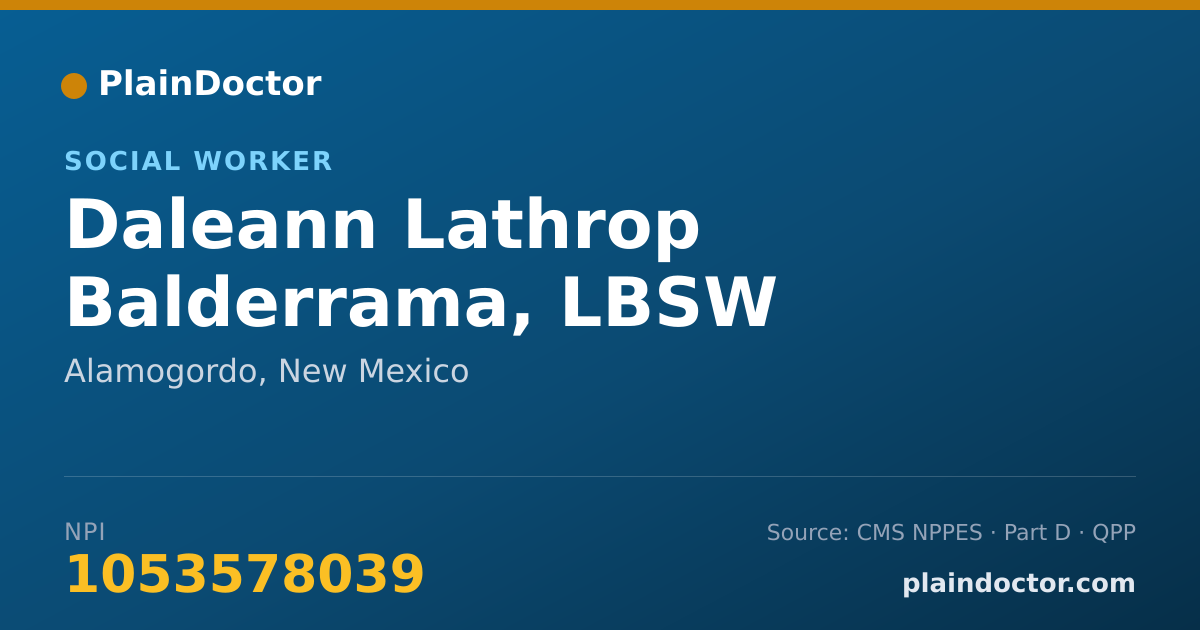 Shareable card for Daleann Lathrop Balderrama, LBSW - Social Worker, Alamogordo, NM