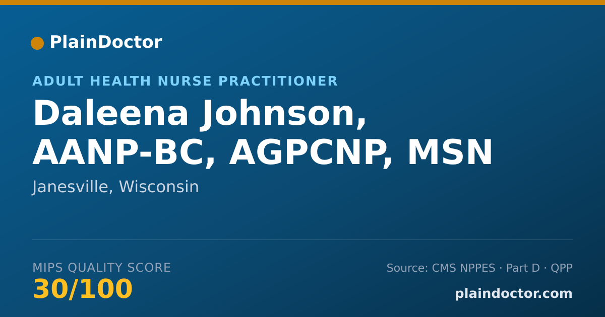 Shareable card for Daleena Johnson, AANP-BC, AGPCNP, MSN - Adult Health Nurse Practitioner, Janesville, WI