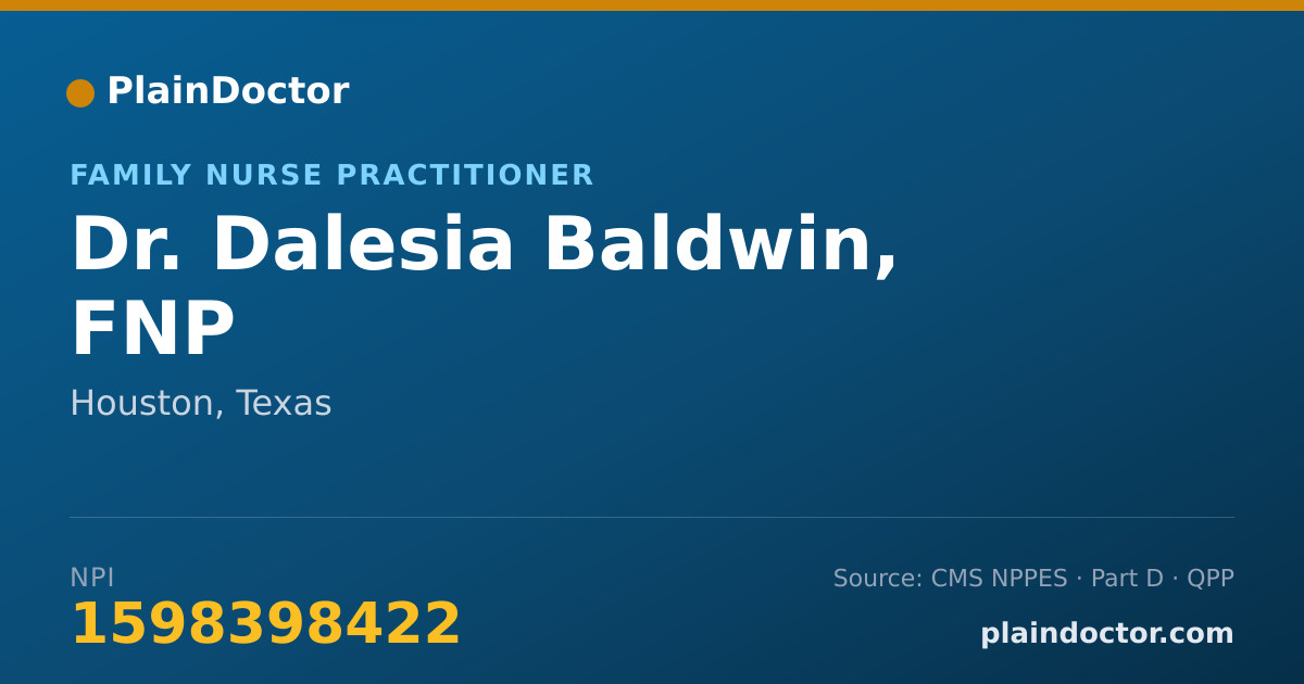 Shareable card for Dalesia Baldwin, FNP - Family Nurse Practitioner, Houston, TX