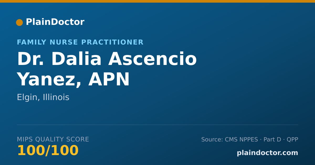 Shareable card for Dalia Ascencio Yanez, APN - Family Nurse Practitioner, Elgin, IL