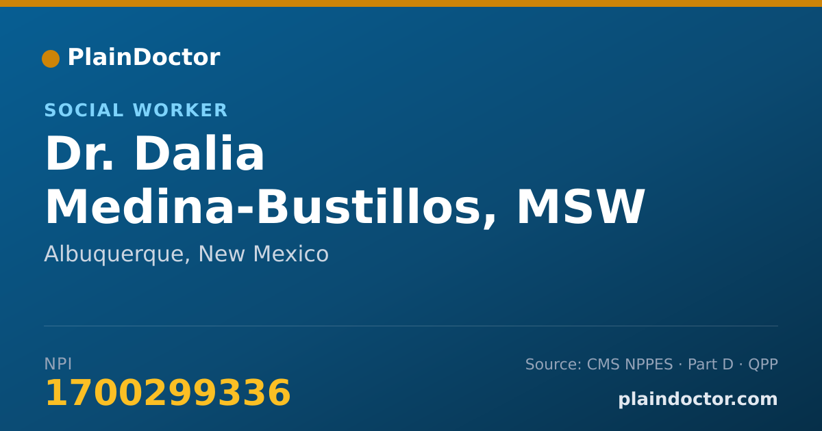 Shareable card for Dalia Medina-Bustillos, MSW - Social Worker, Albuquerque, NM