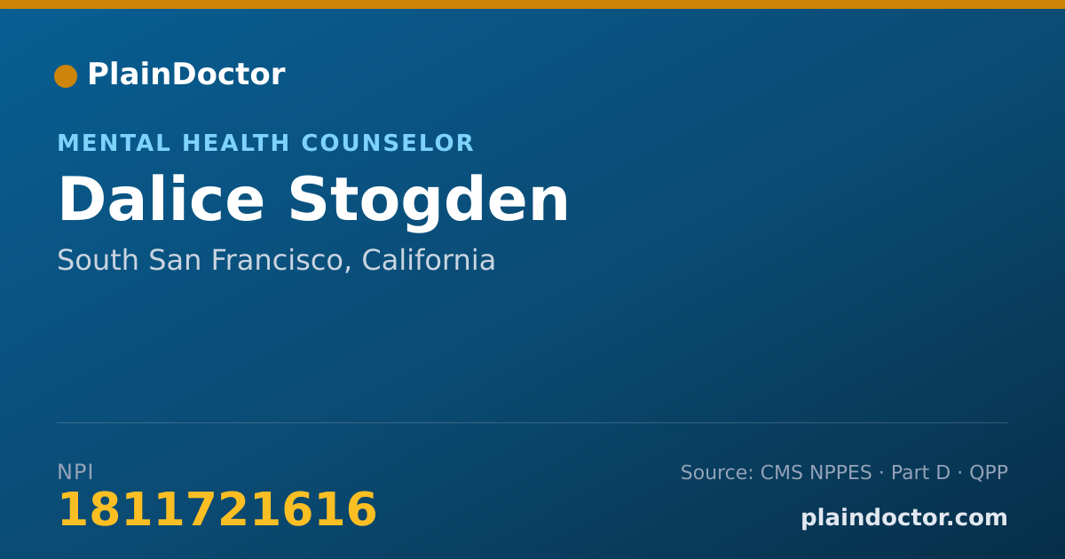 Shareable card for Dalice Stogden - Mental Health Counselor, South San Francisco, CA