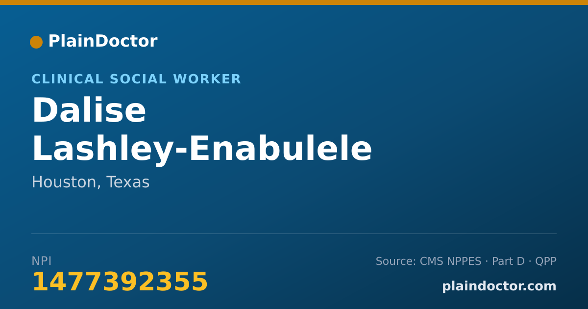 Shareable card for Dalise Lashley-Enabulele - Clinical Social Worker, Houston, TX