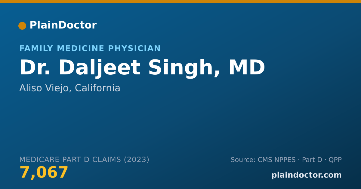 Shareable card for Daljeet Singh, MD - Family Medicine Physician, Aliso Viejo, CA