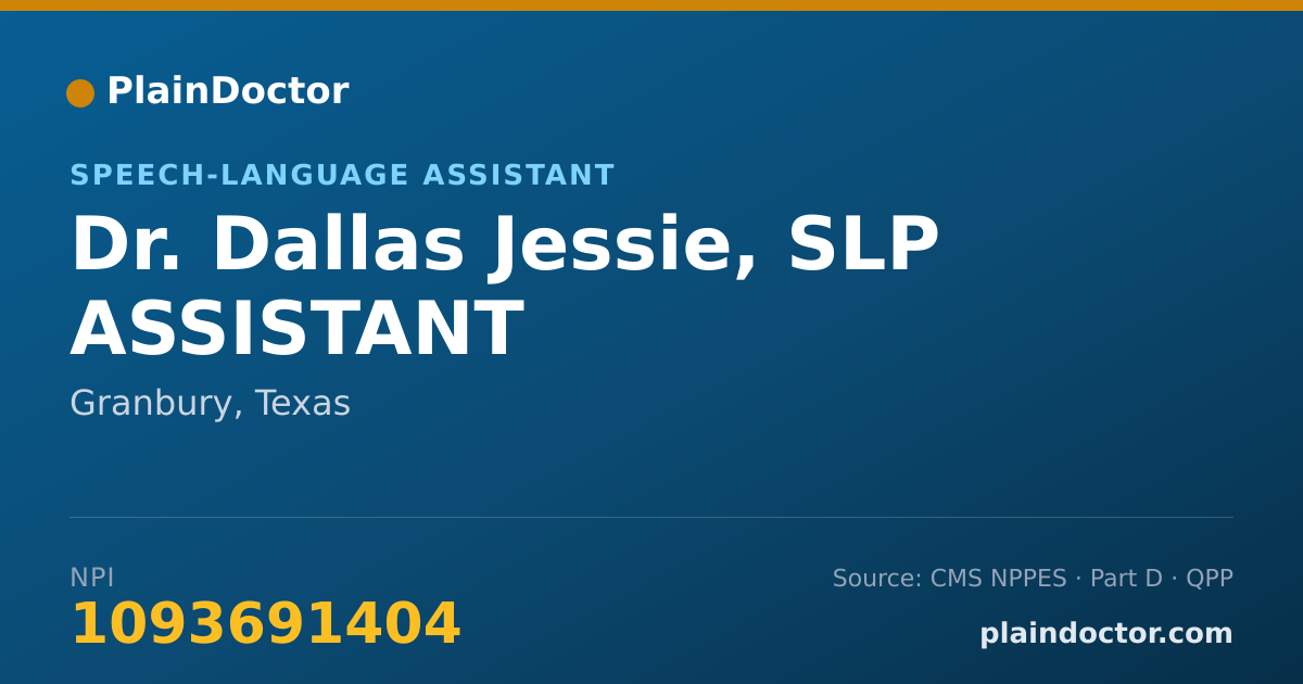 Shareable card for Dallas Jessie, SLP ASSISTANT - Speech-Language Assistant, Granbury, TX