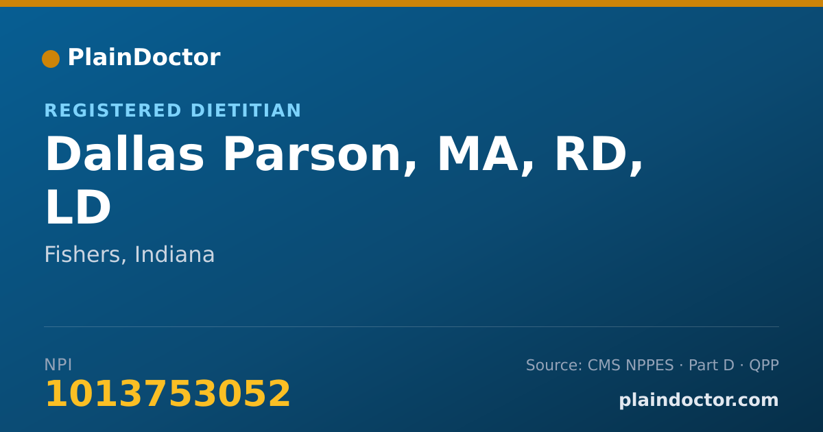 Shareable card for Dallas Parson, MA, RD, LD - Registered Dietitian, Fishers, IN