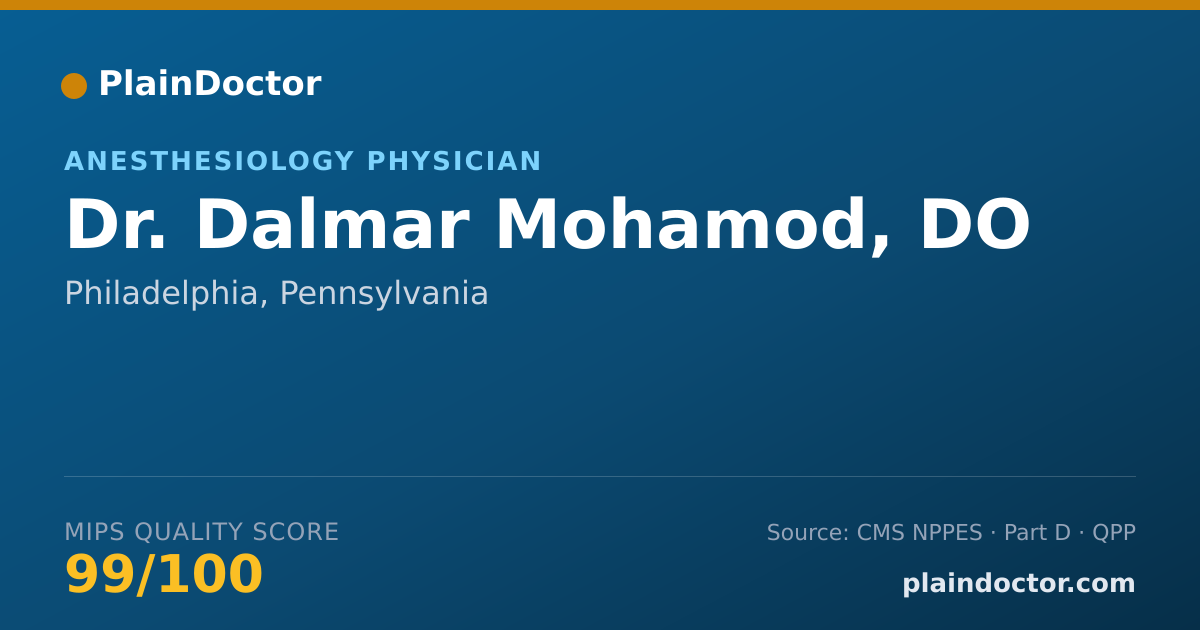 Shareable card for Dalmar Mohamod, DO - Anesthesiology Physician, Philadelphia, PA
