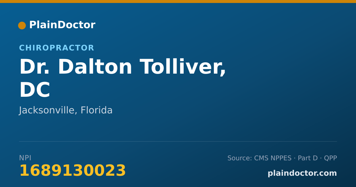 Shareable card for Dalton Tolliver, DC - Chiropractor, Jacksonville, FL