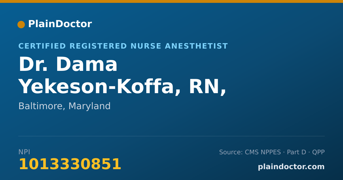 Shareable card for Dama Yekeson-Koffa, RN, SRNA - Certified Registered Nurse Anesthetist, Baltimore, MD